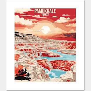 Pamukkale Turkey Sunset Vintage Retro Travel Tourism Posters and Art